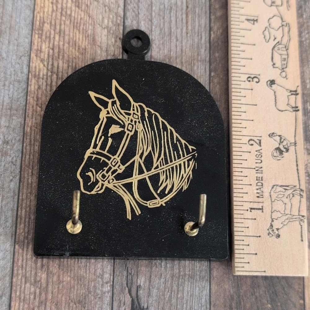 Vintage MCM‎ Horse Equestrian Engraved Wall Plaque And Horse Head Brush